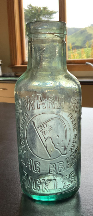 Vintage Haywood Brothers Flag Brand Glass Pickle Jar